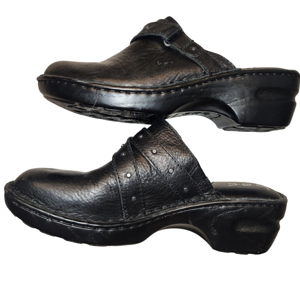 B.O.C.‎ Peggi Black Leather Studded Platform Clogs Mules Z47103 Womens 8M